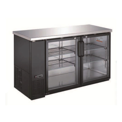Universal Coolers BBCI-6024G 60.8" W Black Vinyl Two-Section Glass Doors Back Bar Cooler - 115 Volts