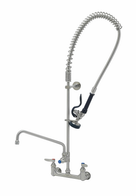 T&S Brass S-0133-A12-B 1.15 GPM Splash or Wall Mount with 8" Adjustable Centers EverSteel Pre-Rinse Unit