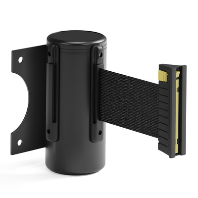 Lukso LUK6WMS Black Wall-Mount Stanchion with 6.5' Black Retractable Belt