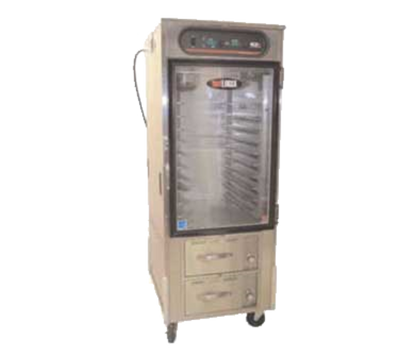Carter-Hoffmann HL10-10-RW 10 Pans All Stainless Steel 1 Solid Door hotLogix Dual Humidified Holding Cabinet with Drawer Warmer-HL10 Series - 120 Volts
