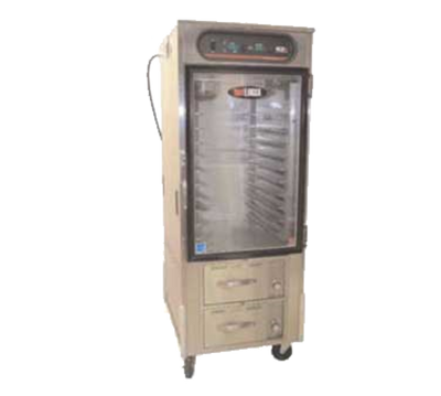 Carter-Hoffmann HL10-10-RW 10 Pans All Stainless Steel 1 Solid Door hotLogix Dual Humidified Holding Cabinet with Drawer Warmer-HL10 Series - 120 Volts