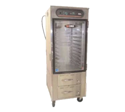 Carter-Hoffmann HL10-10-RW 10 Pans All Stainless Steel 1 Solid Door hotLogix Dual Humidified Holding Cabinet with Drawer Warmer-HL10 Series - 120 Volts