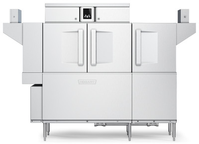 Hobart CL76-DWR+BUILDUP Low Temp Conveyor Dishwasher With Booster Heater 0.56 Gallon and Rack Stainless Steel Enclosure Panels Microprocessor Controls