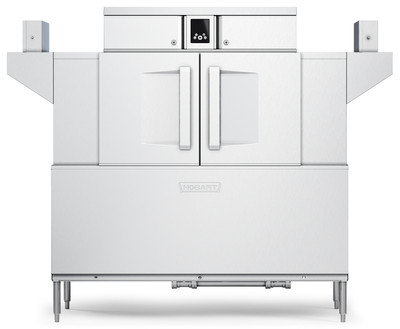 Hobart CL64-BAS+BUILDUP Low Temp Conveyor Dishwasher 0.39 Gallon and Rack Stainless Steel Enclosure Panels