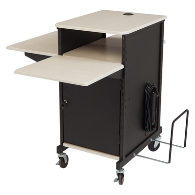 National Public Seating PRC450 Wood Grain Melamine Laminated MDF Top Oklahoma Sound Jumbo Plus Presentation Cart