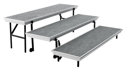 National Public Seating TP72 23" W Aluminum Frame With Casters And Legs TransPort Straight Choral Riser