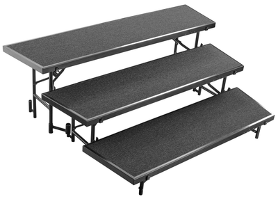 National Public Seating RT3L 18" W 16 Gauge Steel Channel Black Frame Tapered Standing Choral Riser