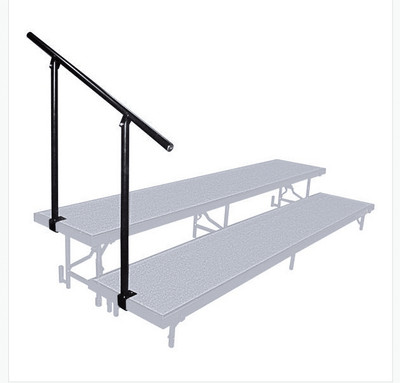 National Public Seating SGR2L 14-Gauge Black Powder Coated Steel Side Guard Rails for 2-Level Risers