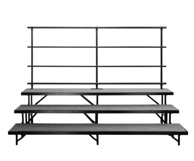 National Public Seating RS3L 54" W Steel Channel Black Frame Straight Standing Choral Riser