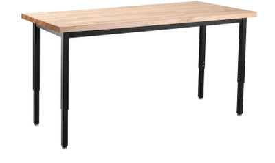 National Public Seating HDT3-3036B 36" W x 30" D Rectangular Wood Butcherblock Top Heavy Duty Steel Table