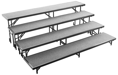 National Public Seating RS4L 72" W 16 Gauge Steel Channel Black Straight Standing Choral Riser