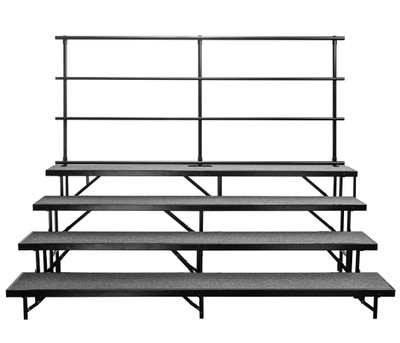 National Public Seating RS4L 72" W 16 Gauge Steel Channel Black Straight Standing Choral Riser
