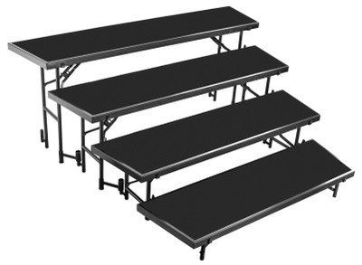National Public Seating RT4L 18" W 16 Gauge Steel Channel Black Tapered Standing Choral Riser