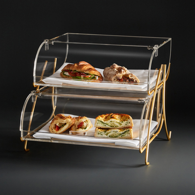 Rosseto BK020 22.4" x 23.25" x 15" H 2 Tier Rectangular Clear Acrylic Curved Front Bakery Case