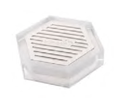 Rosseto LD107 4" x 4" x 1"H Acrylic with Stainless Steel Hexagon Honeycomb Drip Tray