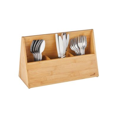 Rosseto SB110 15.81" x 13.3" x 16.81" Bamboo 3 Compartment Natura Cutlery Holder
