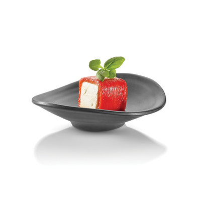Rosseto MEL007 2 Oz. Black Melamine Scallope Bowl