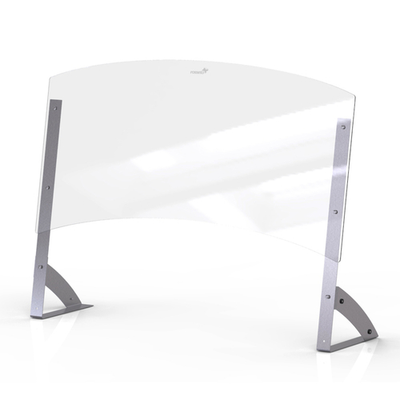 Rosseto AG204 48" W x 35.7" H Clear Acrylic Avant Guarde Shield + Serve Buffet Sneeze Guard with Stainless Steel Support and Tall Pass Through