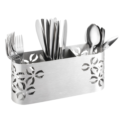 Rosseto SM263 11.81" x 3.25" x 5.31" Stainless Steel 3 Compartment Iris Cutlery Holder