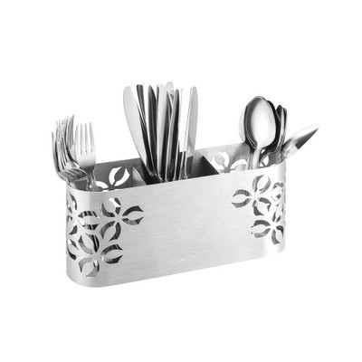 Rosseto SM263 11.81" x 3.25" x 5.31" Stainless Steel 3 Compartment Iris Cutlery Holder