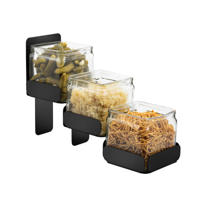 Rosseto SM329 3 Glass Jars Black Steel Condiment Station