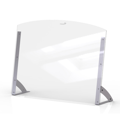 Rosseto AG202 48" W x 35.7" H Clear Acrylic Avant Guarde Shield + Serve Buffet Sneeze Guard with Stainless Steel Support