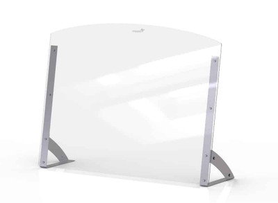 Rosseto AG202 48" W x 35.7" H Clear Acrylic Avant Guarde Shield + Serve Buffet Sneeze Guard with Stainless Steel Support