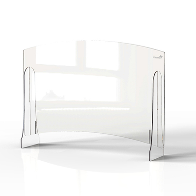 Rosseto AG023 48" W x 33.5" H Clear Acrylic Avant Guarde Shield + Serve Sneeze Guard with Adjustable Pass-Through