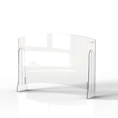 Rosseto AG023 48" W x 33.5" H Clear Acrylic Avant Guarde Shield + Serve Sneeze Guard with Adjustable Pass-Through