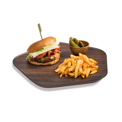 Rosseto MEL028 12.2" x 12.2" Walnut Polygon Melamine Forme Tray (3 Each per Case)