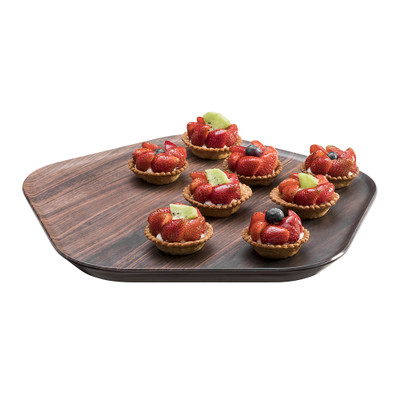 Rosseto MEL028 12.2" x 12.2" Walnut Polygon Melamine Forme Tray (3 Each per Case)