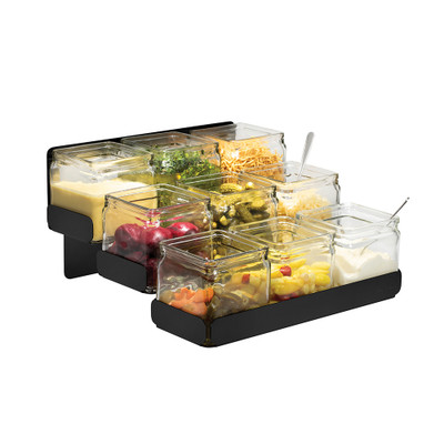 Rosseto SM328 9 Glass Jars Black Steel Condiment Station