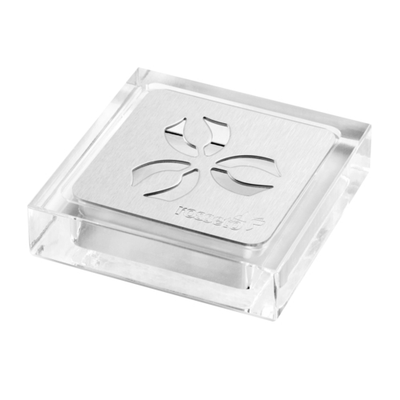 Rosseto LD158 4.25" x 4.25" x 1"H Acrylic with Stainless Steel Square Drip Tray