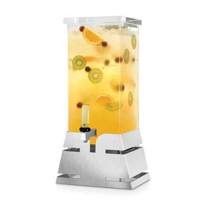 Rosseto LD196 3 Gal. Acrylic Square with Stainless Steel Pyramid Base Rosseto Beverage Dispenser