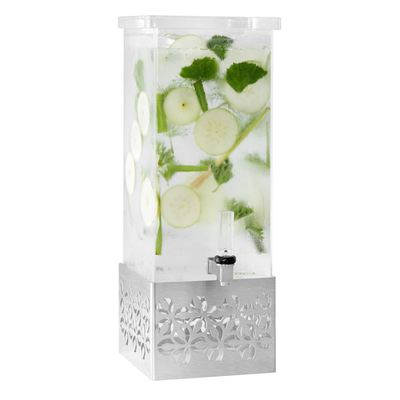 Rosseto LD163 4 Gallons Acrylic Rectangular Brushed Finish Iris Beverage Dispenser