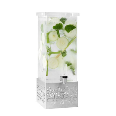 Rosseto LD163 4 Gallons Acrylic Rectangular Brushed Finish Iris Beverage Dispenser