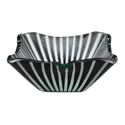 Rosseto GLS040B 9.5" W x 4.3" H Black Handmade Glass Square Stelo Bowl (2 per Set)