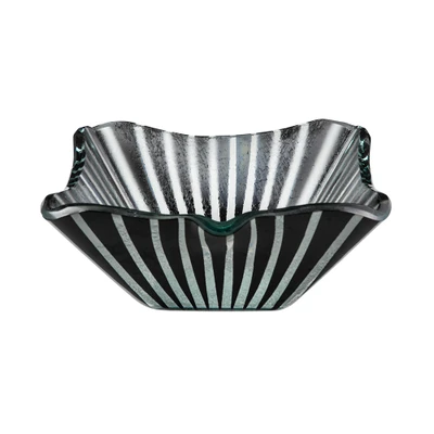 Rosseto GLS040B 9.5" W x 4.3" H Black Handmade Glass Square Stelo Bowl (2 per Set)