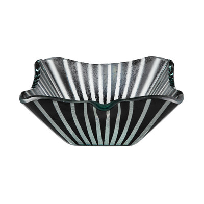 Rosseto GLS040B 9.5" W x 4.3" H Black Handmade Glass Square Stelo Bowl (2 per Set)