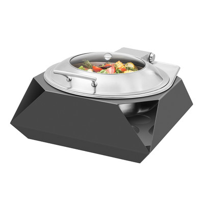 Rosseto SK050 6 L. Black Stainless Steel Round Diamond Multi-Chef Chafer
