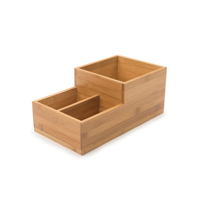 Rosseto BD108 8" W Wood Rectangular 3 Compartments Building Block Condiment Tray
