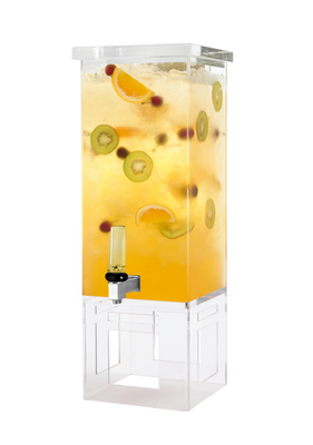 Rosseto LD194 3 Gal. Clear Acrylic Square with Stainless Steel Base Rosseto Beverage Dispenser