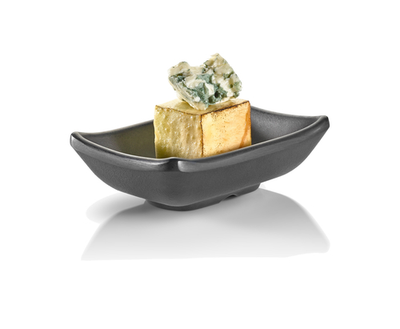 Rosseto MEL005 2 Oz. Black Melamine Rectangle Bowl