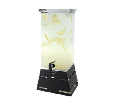 Rosseto LD140 4 Gal. Clear Acrylic Square with Black Matte Stainless Steel Pyramid Base Beverage Dispenser