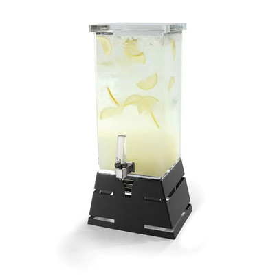 Rosseto LD140 4 Gal. Clear Acrylic Square with Black Matte Stainless Steel Pyramid Base Beverage Dispenser
