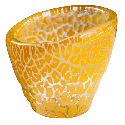Rosseto GLS052M 3.3" W x 2.8" H Mustard Handmade Glass Round Foglia Mini Bowl (12 per Set)