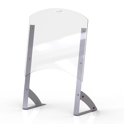 Rosseto AG206 24" W x 35.7" H Clear Acrylic Avant Guarde Shield + Serve Buffet Sneeze Guard with Stainless Steel Support and Tall Pass Through