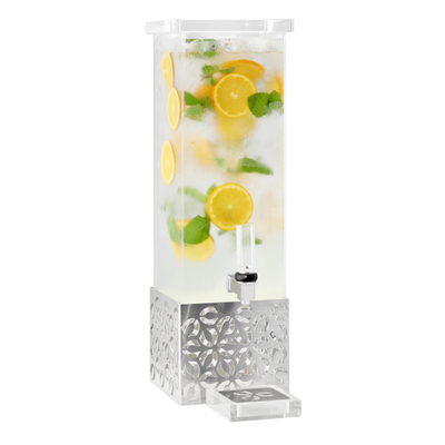Rosseto LD160 1 Gallon Acrylic Rectangular Brushed Finish Iris Beverage Dispenser