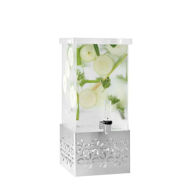 Rosseto LD160 1 Gallon Acrylic Rectangular Brushed Finish Iris Beverage Dispenser
