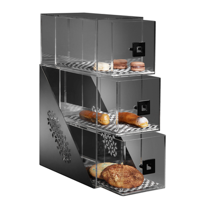 Rosseto BD143 6.5" W x 12" D x 18" H Black Steel Base Flat Mosaic Bakery Display Case